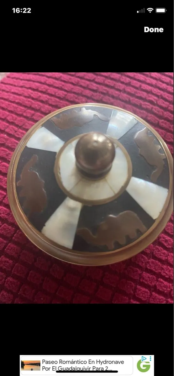 Vintage Brass/ Copper/ Mother of  Pearl Ring Box - Image 2