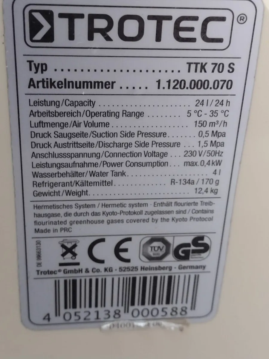 Dehumidifier TROTEC older model multiple settings - Image 4