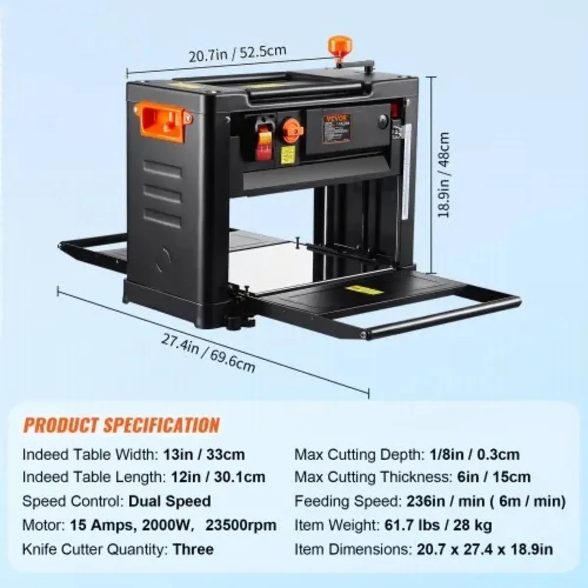 Thickness Planer, Two Speed, 33 cm Width Worktable - Image 3