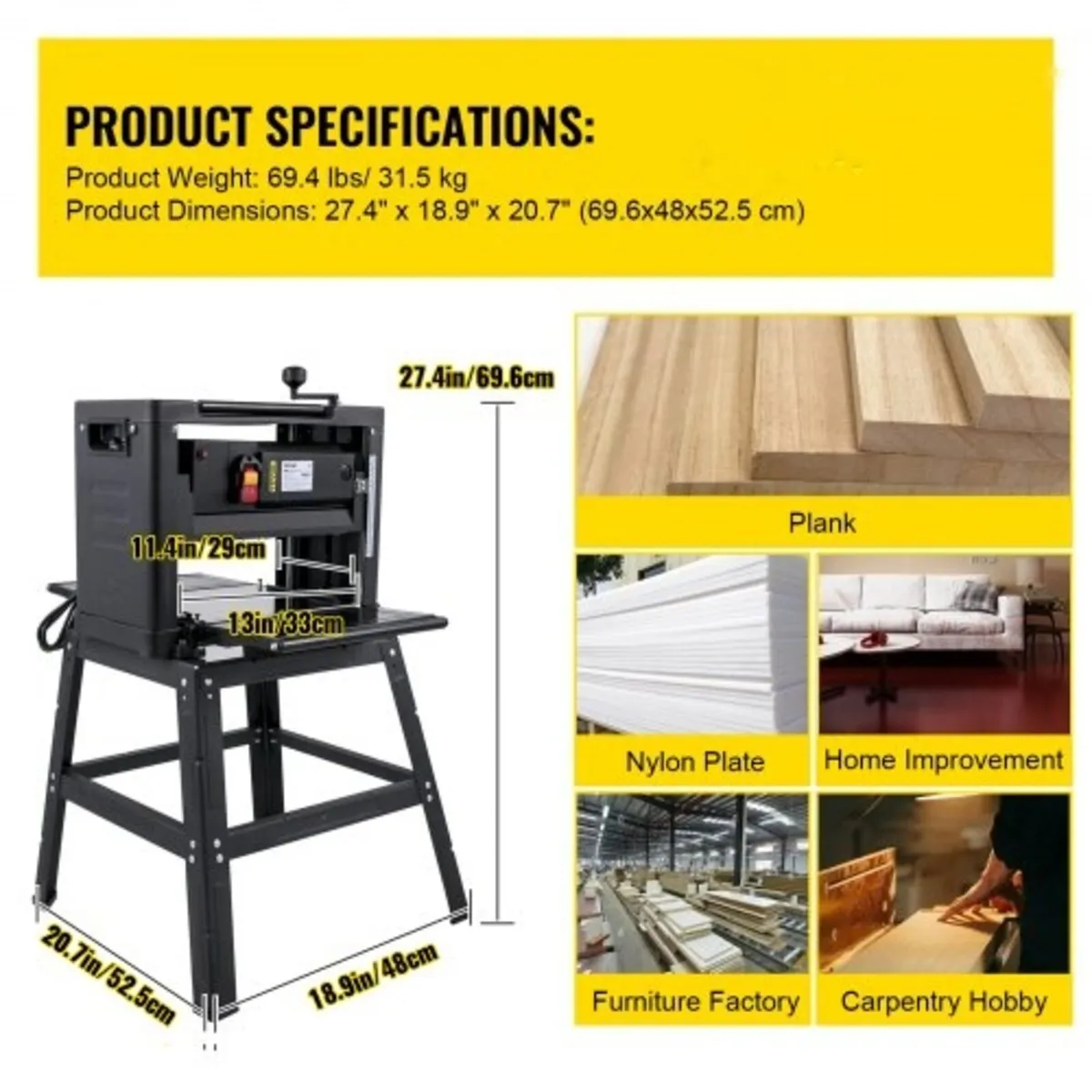 Thickness Planer 330 mm(13-Inch) Benchtop Planer 2 - Image 3