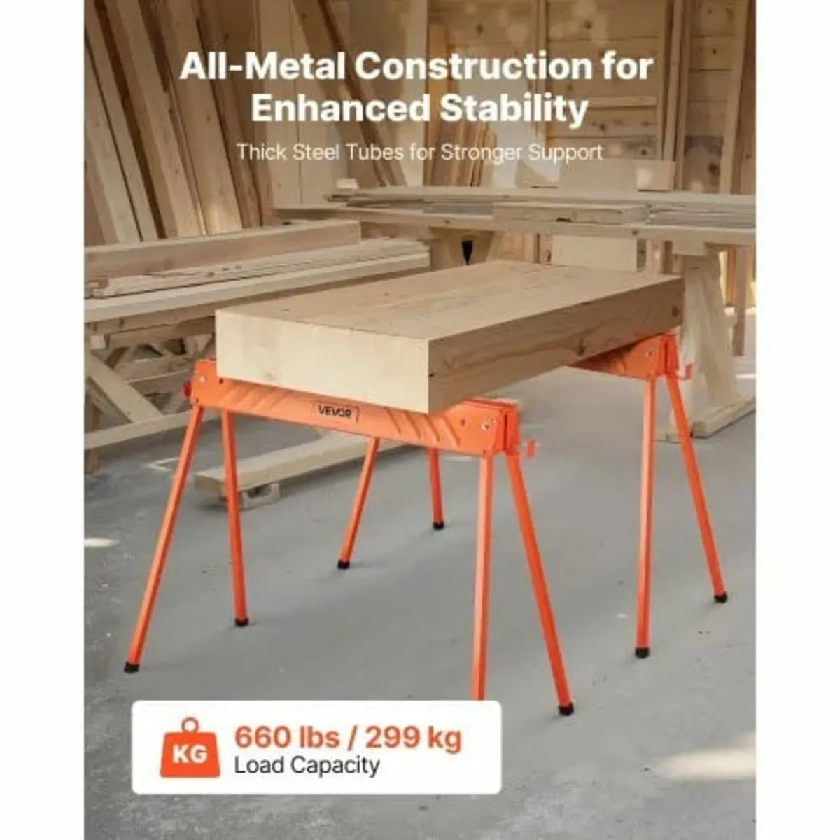 Saw Horses, 2 Pack Folding Work Horses, 299.4 kg L - Image 4