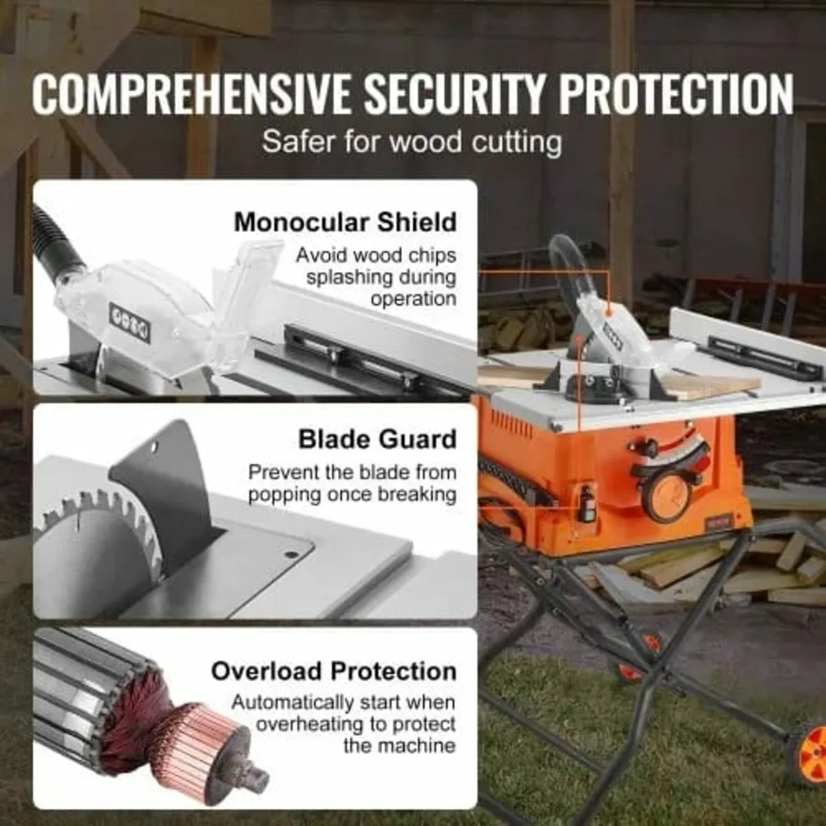 25.4 cm Table Saw w/ Stand Electric Cutting Machin - Image 2