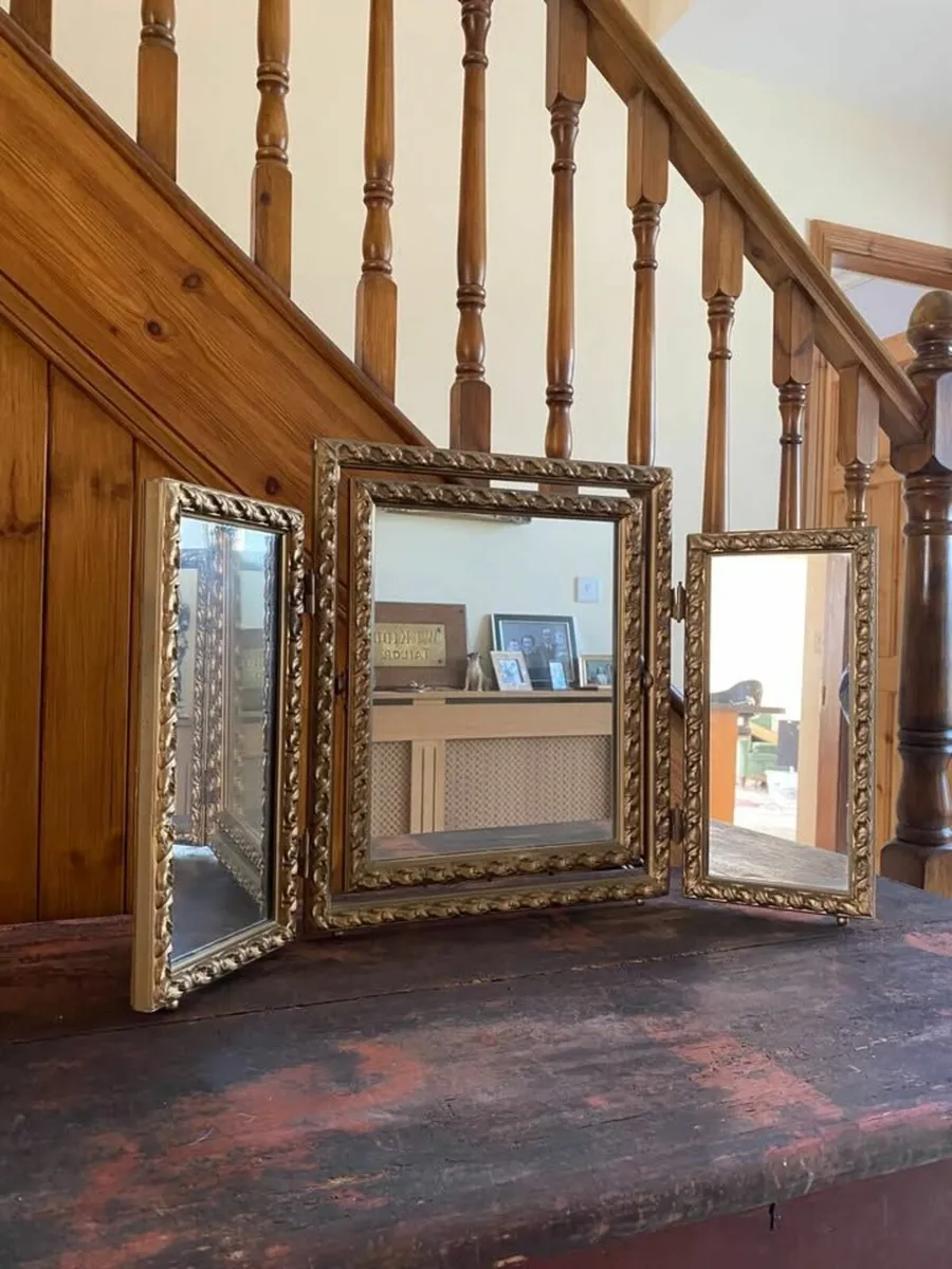 Vintage giltwood framed folding triptych Mirror - Image 1