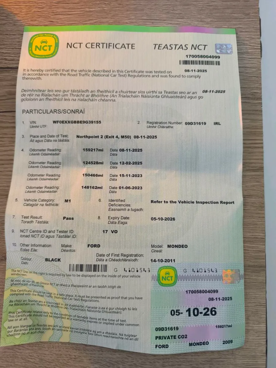 2009 Ford Mondeo 1.8TDCi NEW NCT 10/26 Taxed 04/26 - Image 2