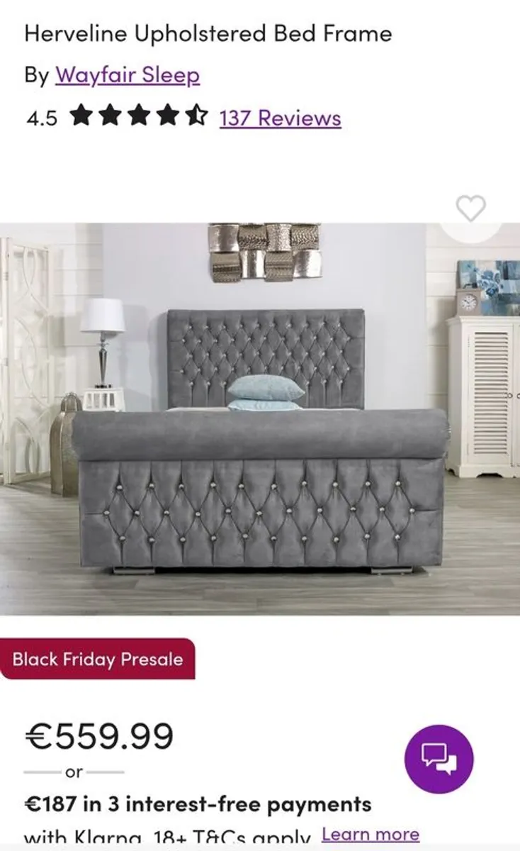 Sleigh bed king size & matress