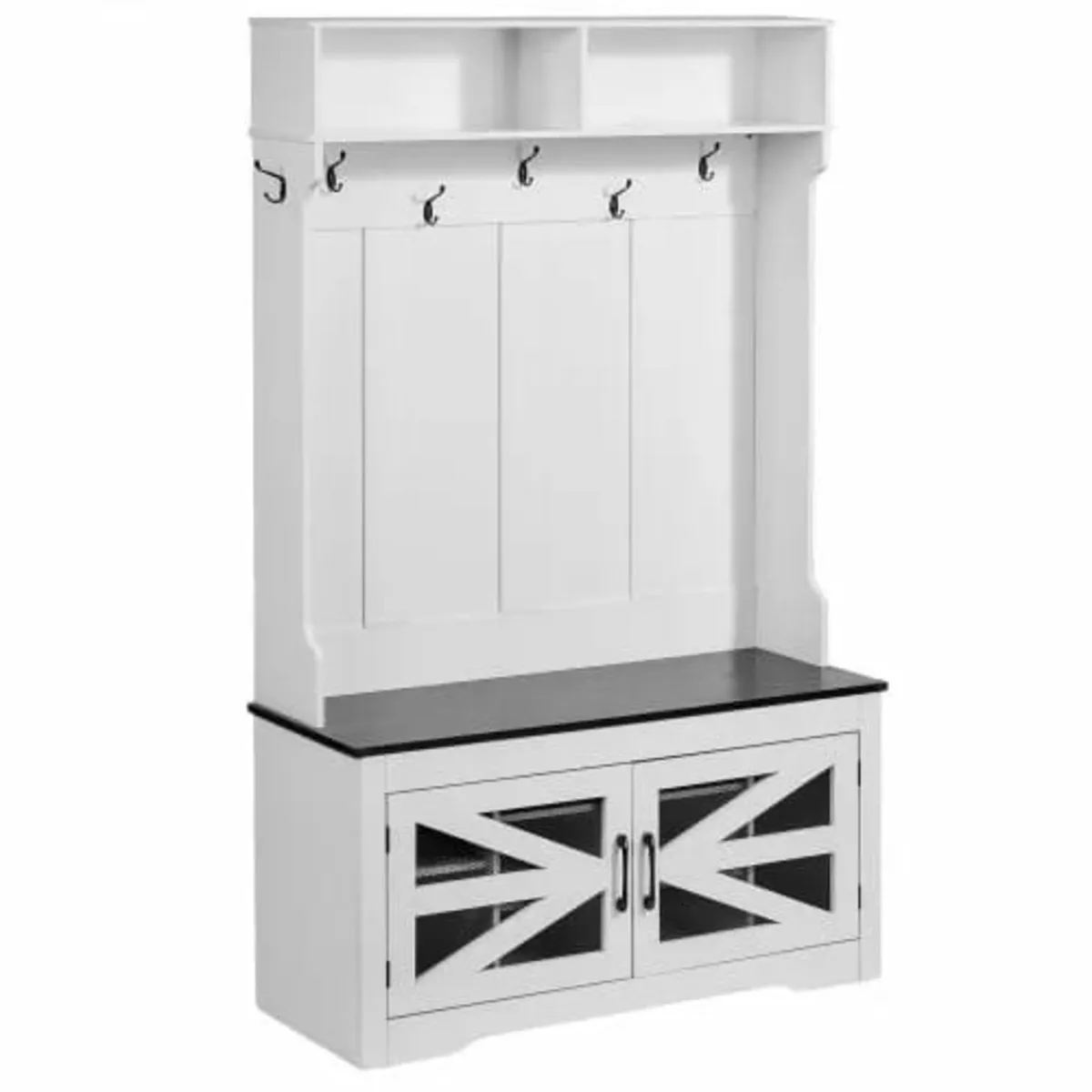 Hall Tree, Wooden Hall Tree with Bench and Shoe St - Image 1