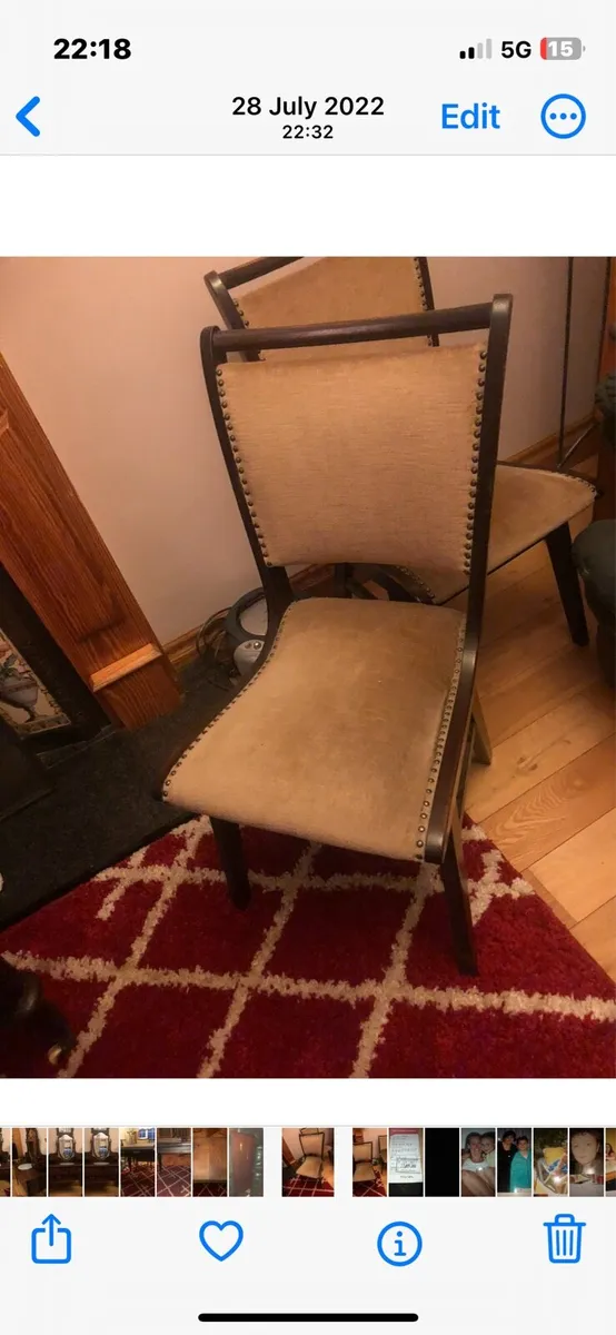 Oak table and two chairs - Image 2
