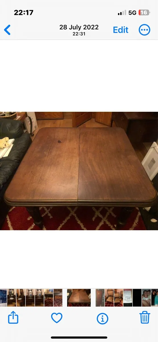 Oak table and two chairs - Image 3