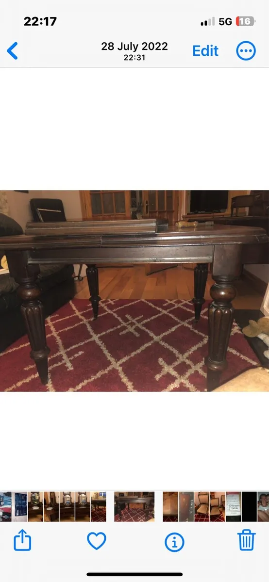 Oak table and two chairs - Image 4