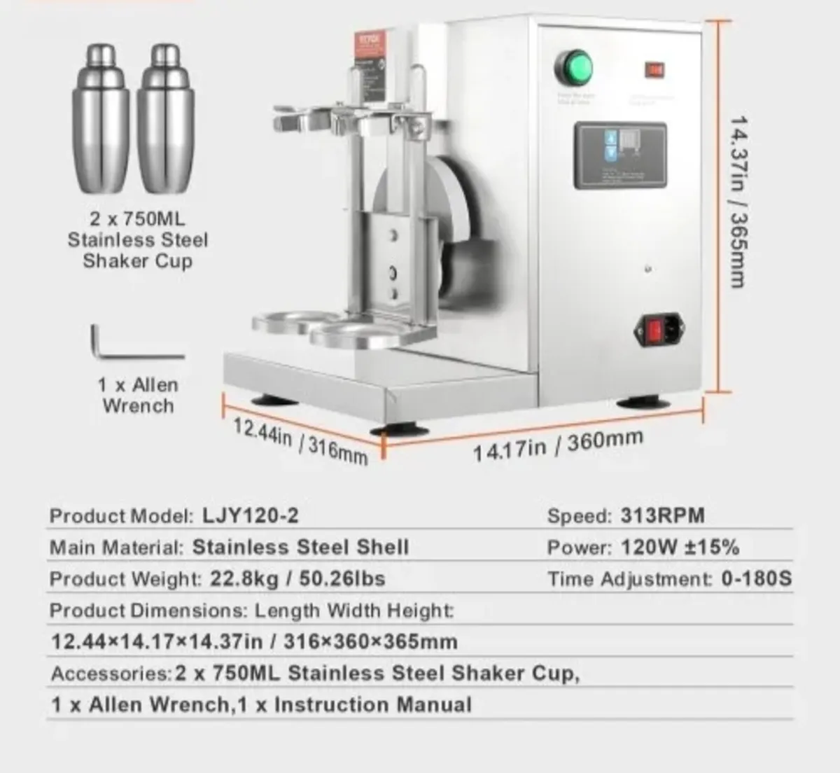 Milkshake Maker Machine, 120W Commercial Milk Tea - Image 3