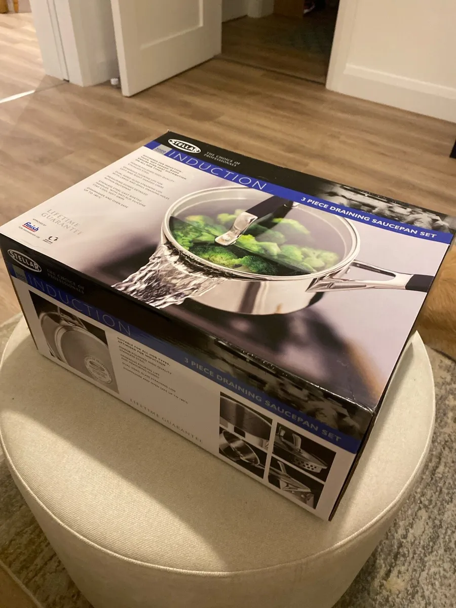 Stellar Induction 3 Piece Draining Saucepan - Image 1