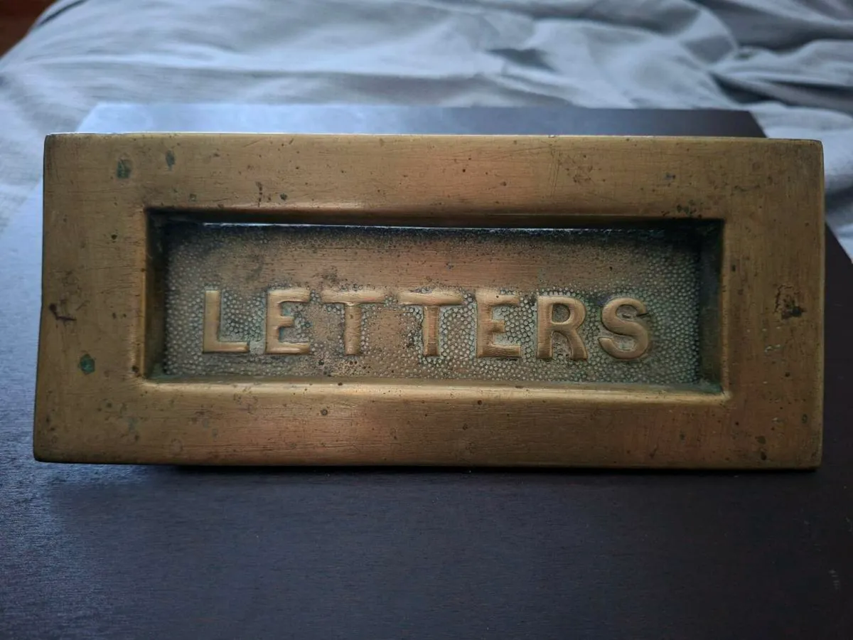 Old Original (not repro) Antique Brass Letterbox - Image 2