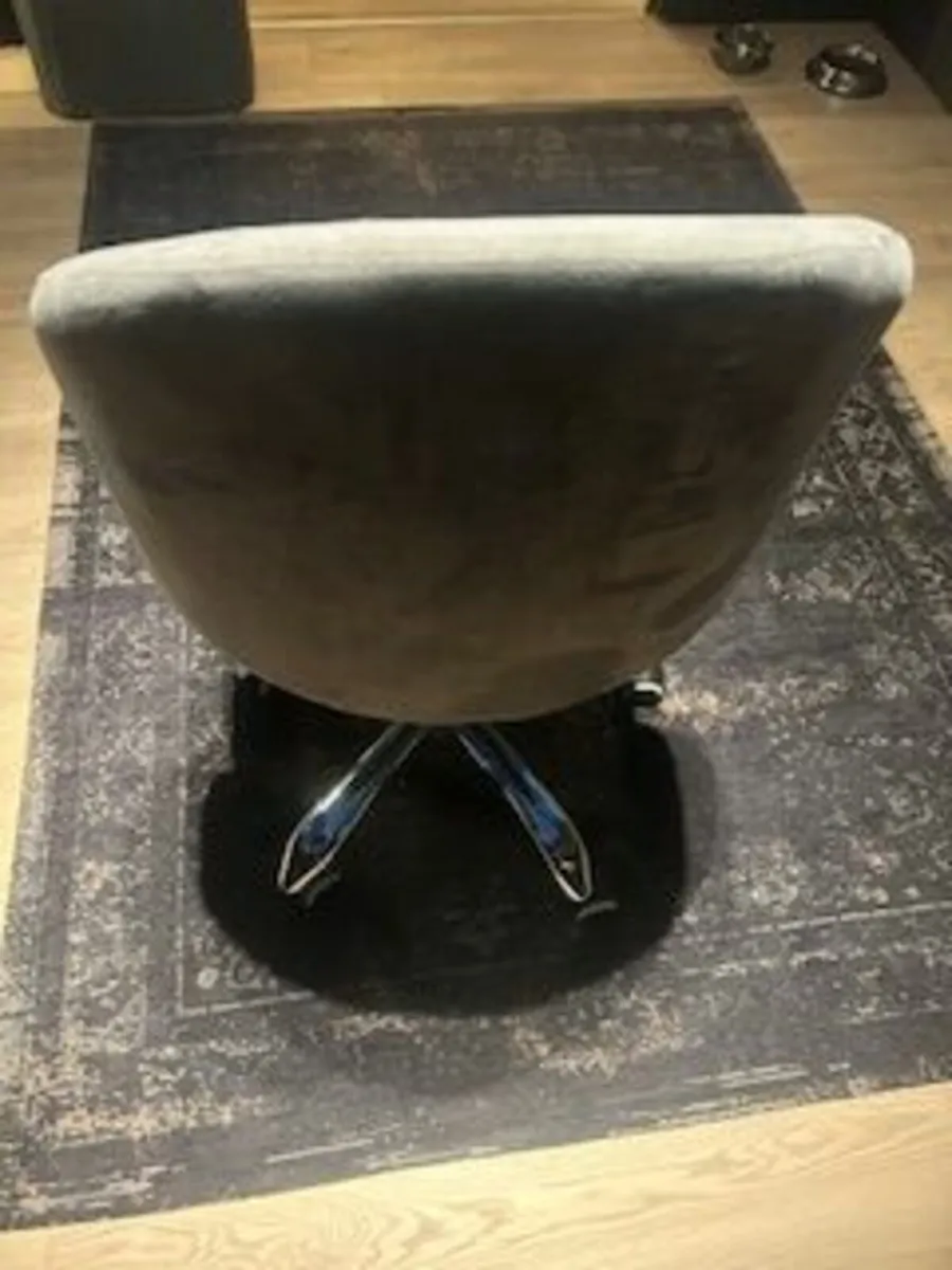 Grey Velvet Office Swivel Chair - Image 3