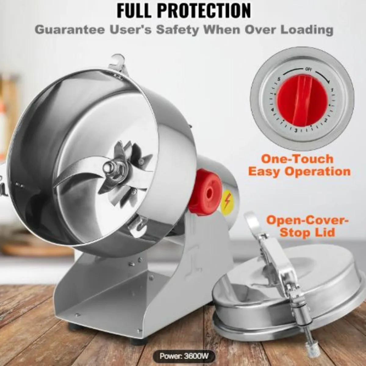 2500g Electric Grain Mill Grinder,High Speed 3400 - Image 4