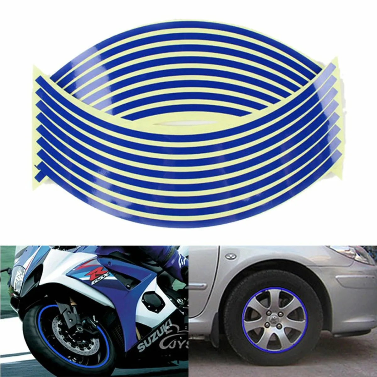 1 Set (18 Stirps) Auto Car Wheel Rim Night Reflect