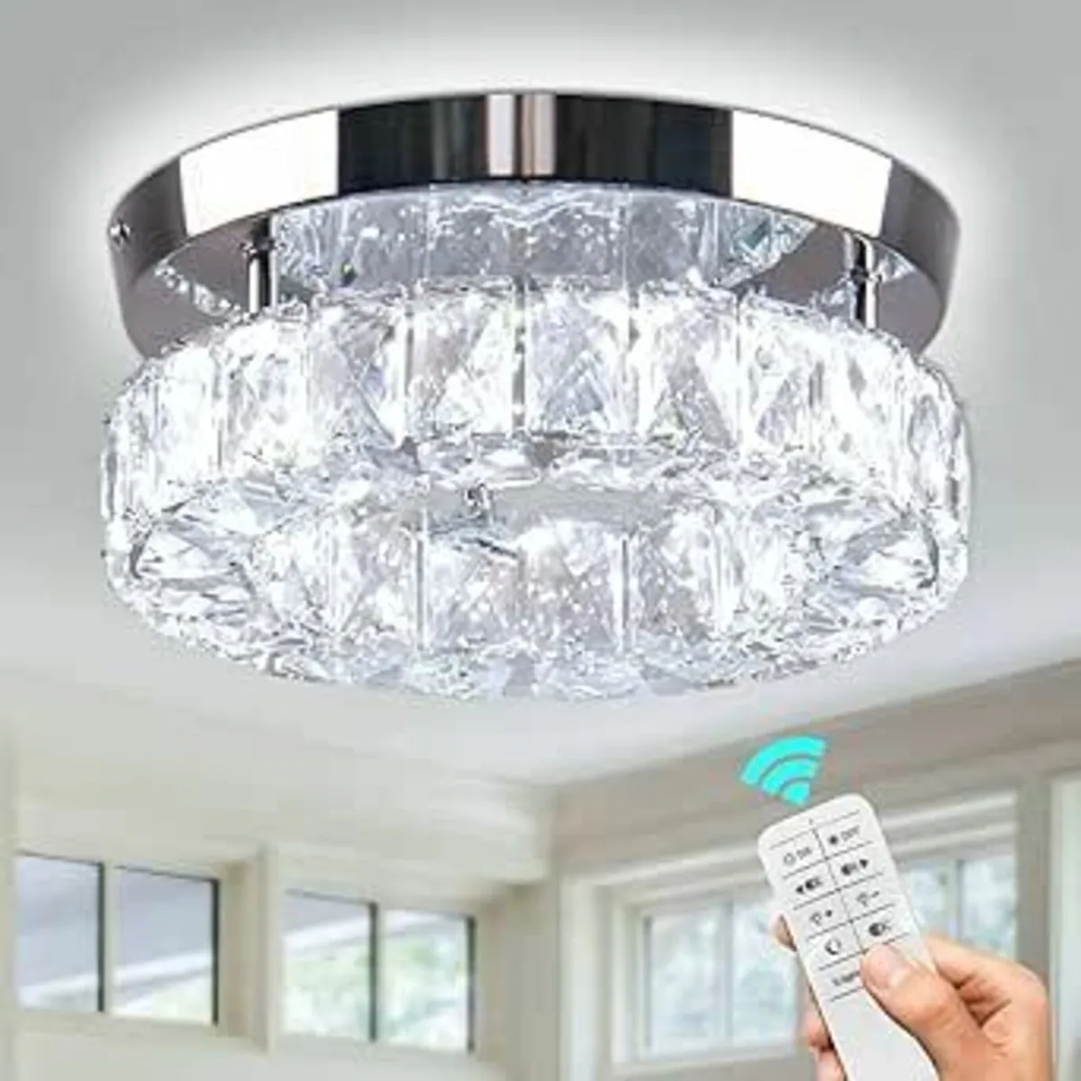 9.8" Modern Crystal Chandelier Ceiling Light - Image 2