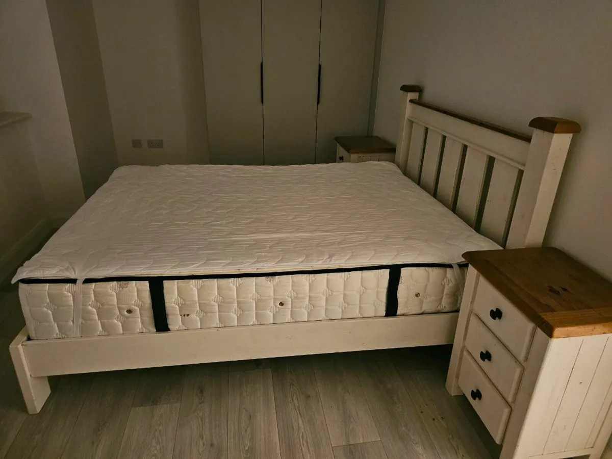 Hard wood King size bed and Mattress - Image 1