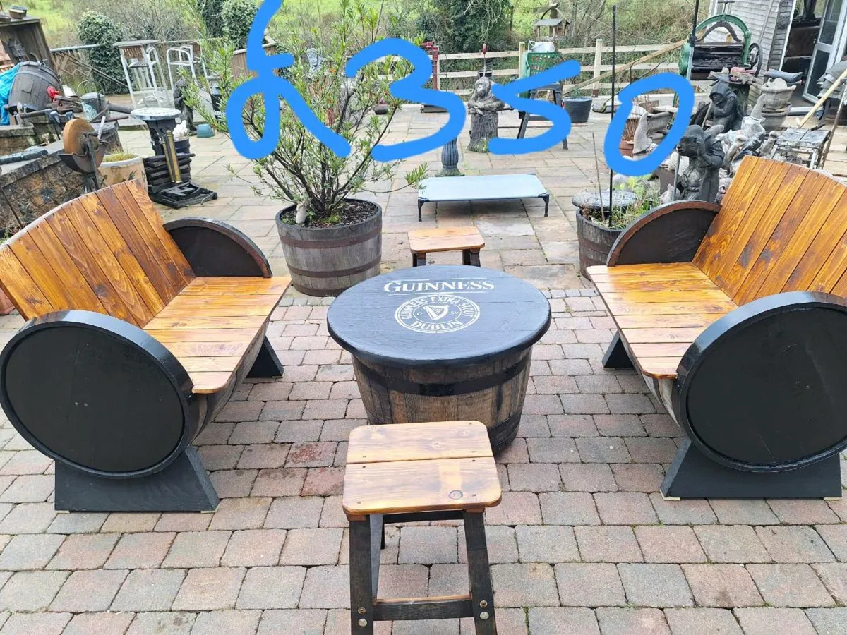 Oak barrel garden patio bar furniture - Image 1