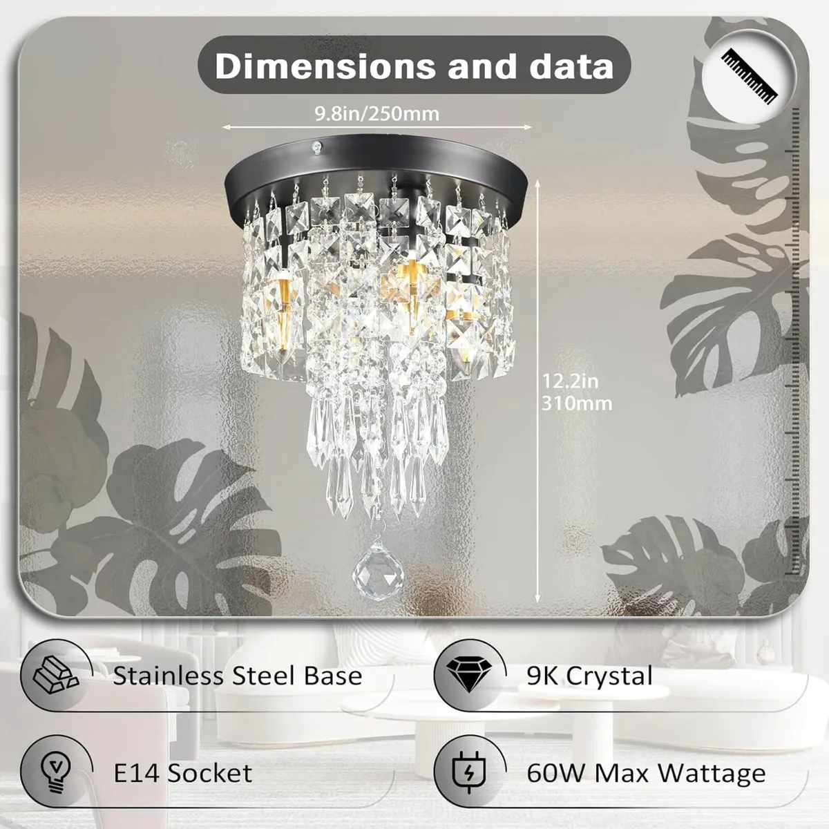 Modern Crystal Chandelier LED Ceiling Light - Image 4