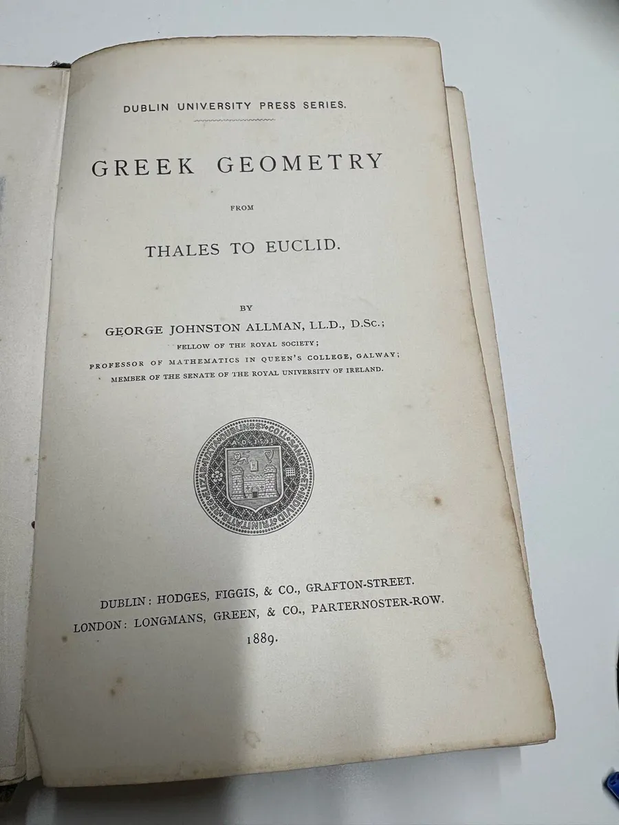 Book: Greek Geometry from Thales to Euclid 1889. - Image 4