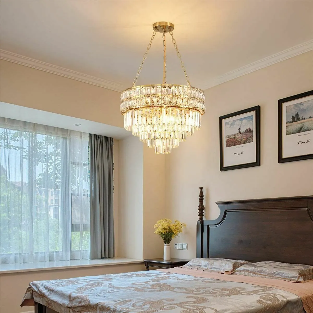 Modern Crystal Chandelier Gold Finish Light - Image 4