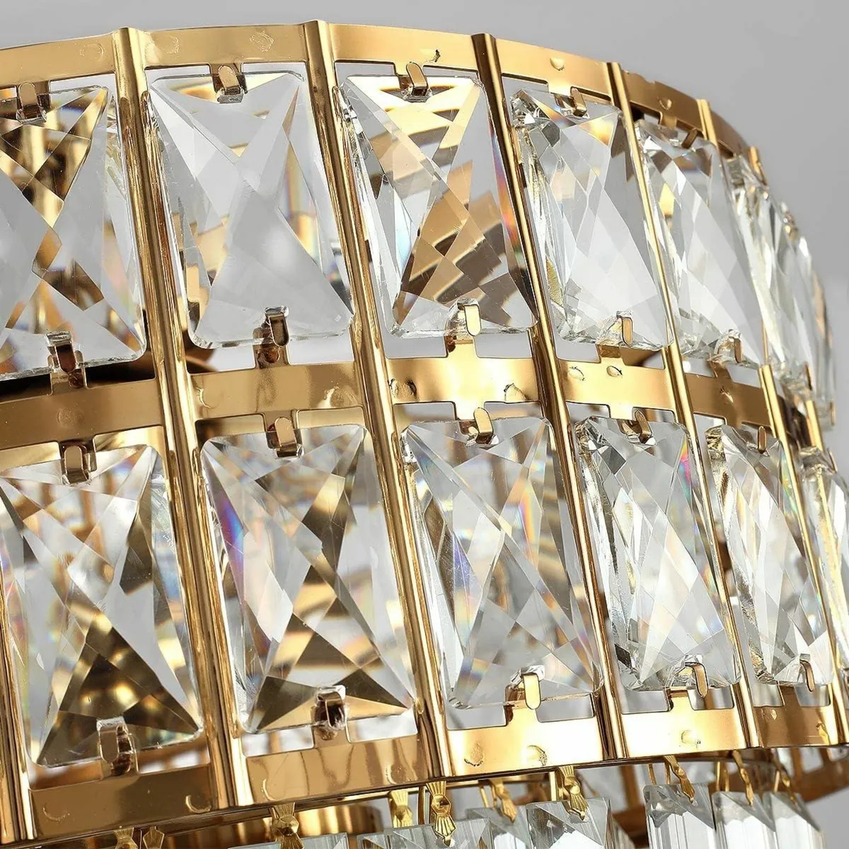 Modern Crystal Chandelier Gold Finish Light - Image 4