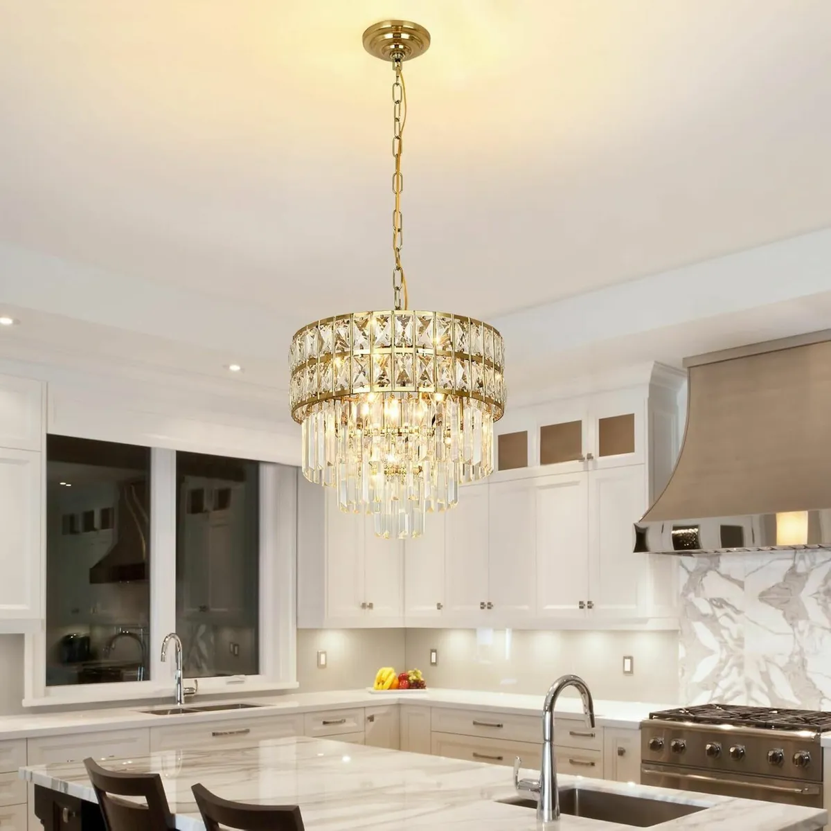Modern Crystal Chandelier Gold Pendant Light - Image 2