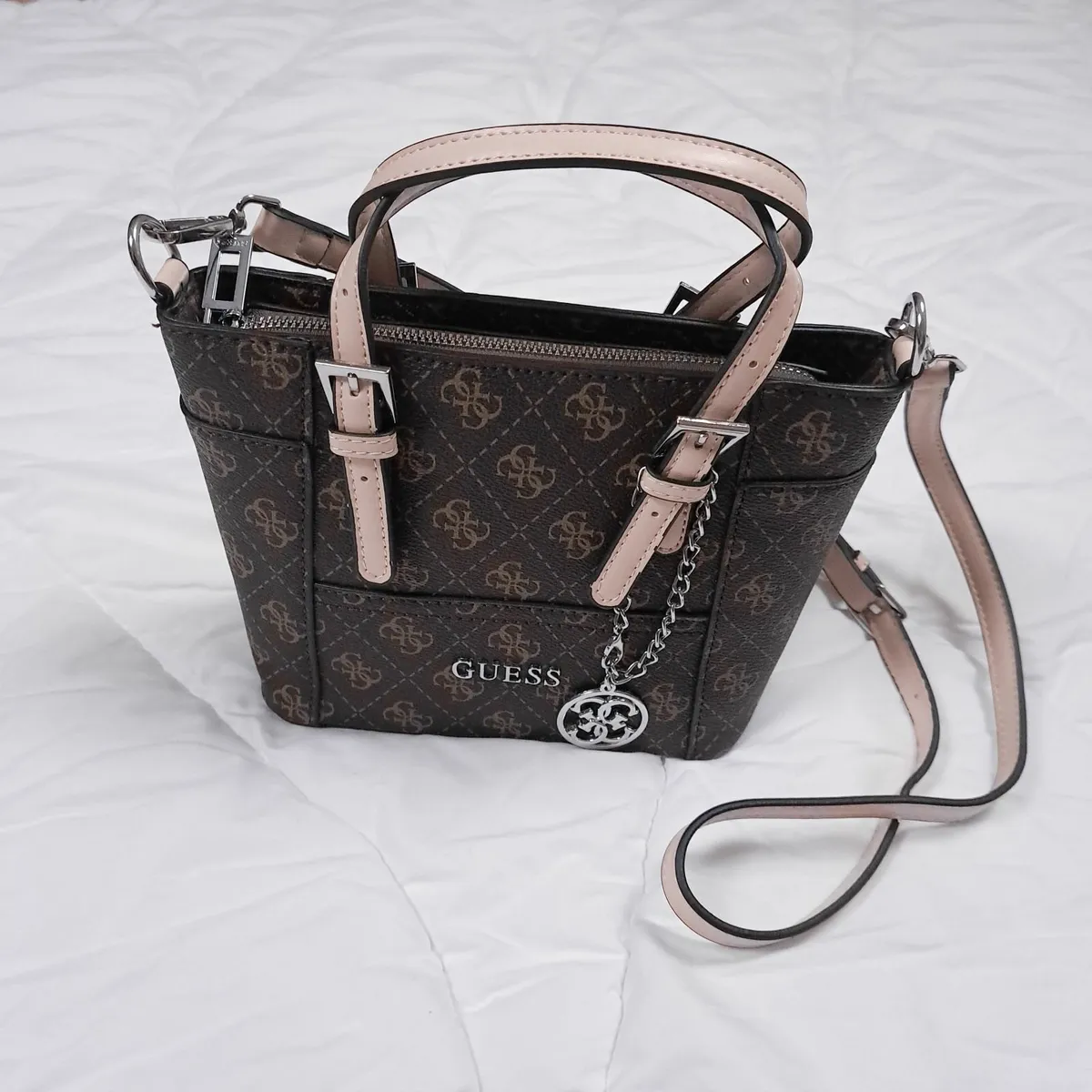 Brown Monogram Mini Crossbody Tote Bag - Image 1