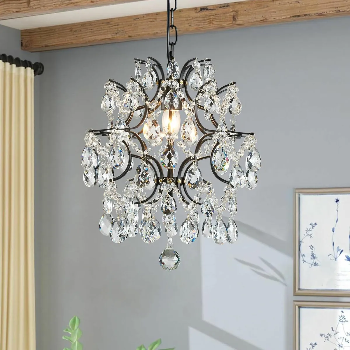 Black Modern Pendant Chandelier Crystal Light - Image 1