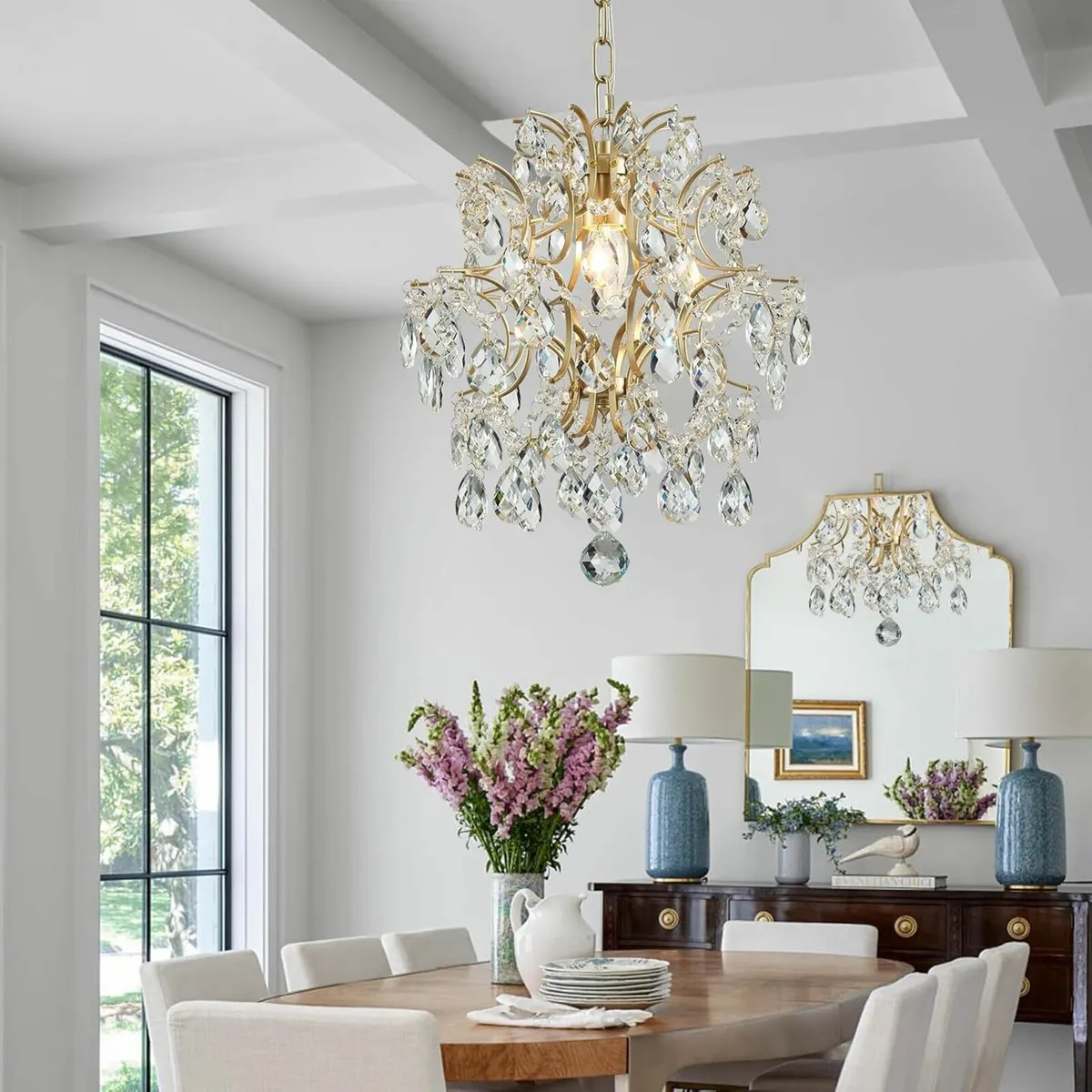Gold Pendant Chandelier Crystal Ceiling Light - Image 3