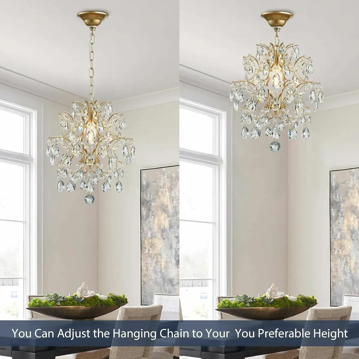 Gold Pendant Chandelier Crystal Ceiling Light - Image 4
