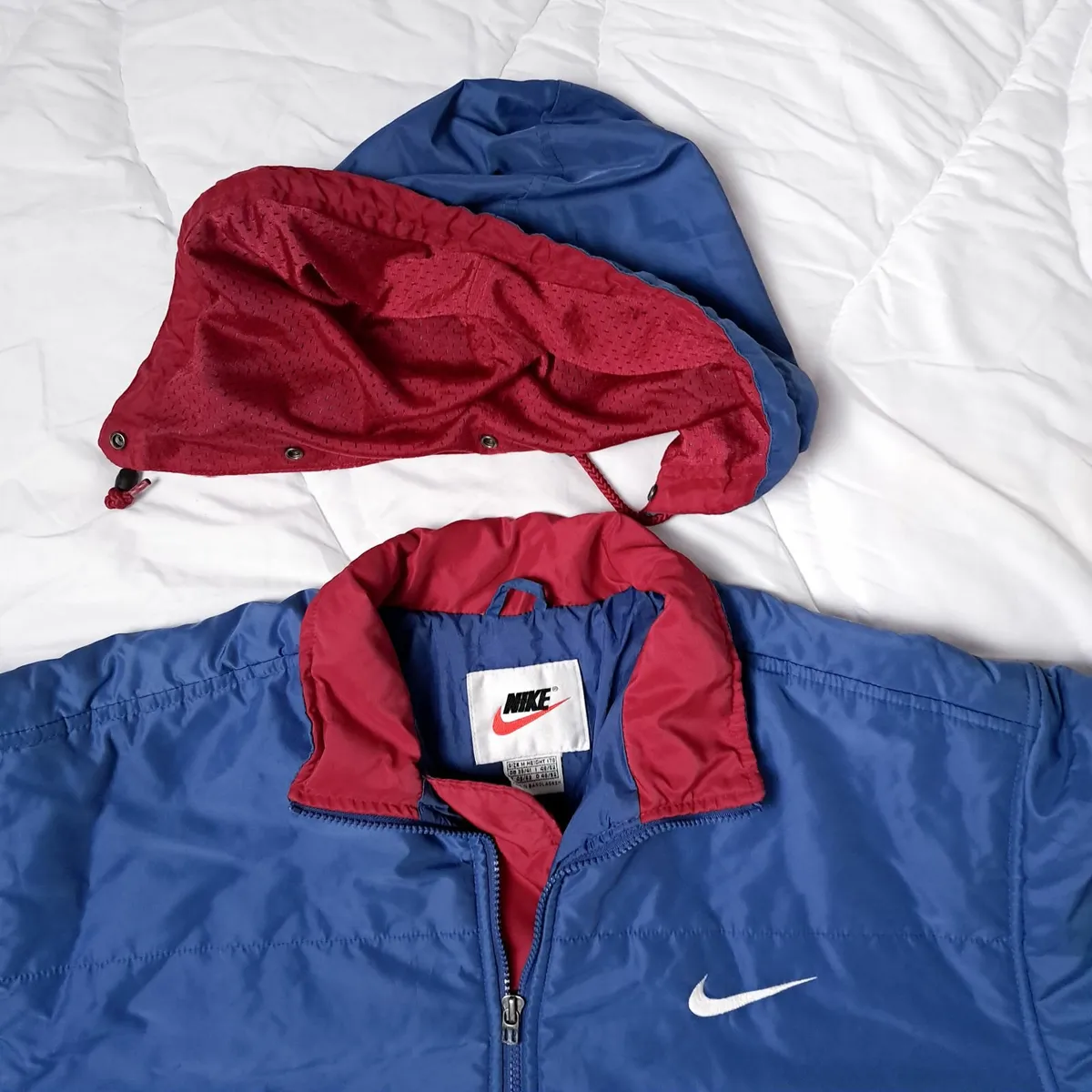 Nike Vintage 90s Blue Spellout Puffer Jacket M/L - Image 4