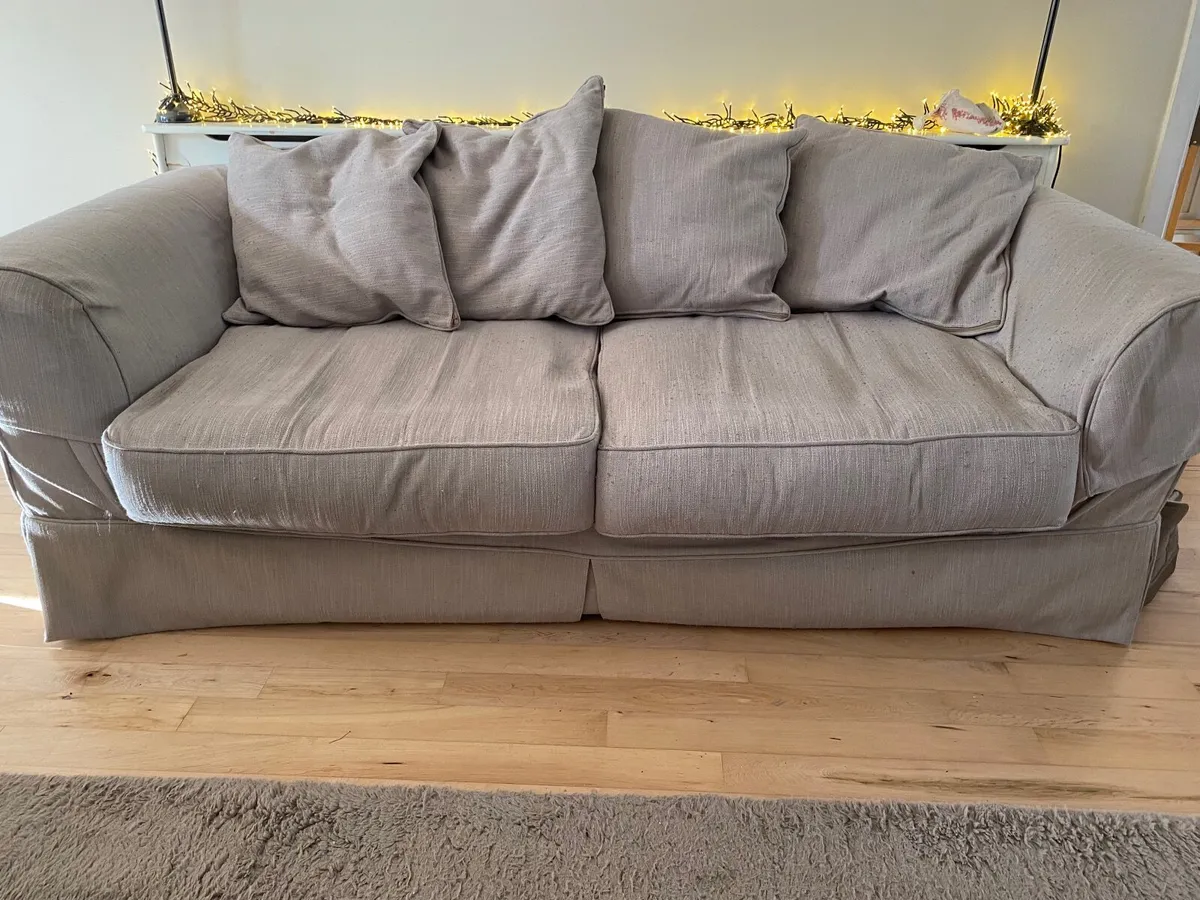 Two 3 seater sofas plus armchair & footstool - Image 2