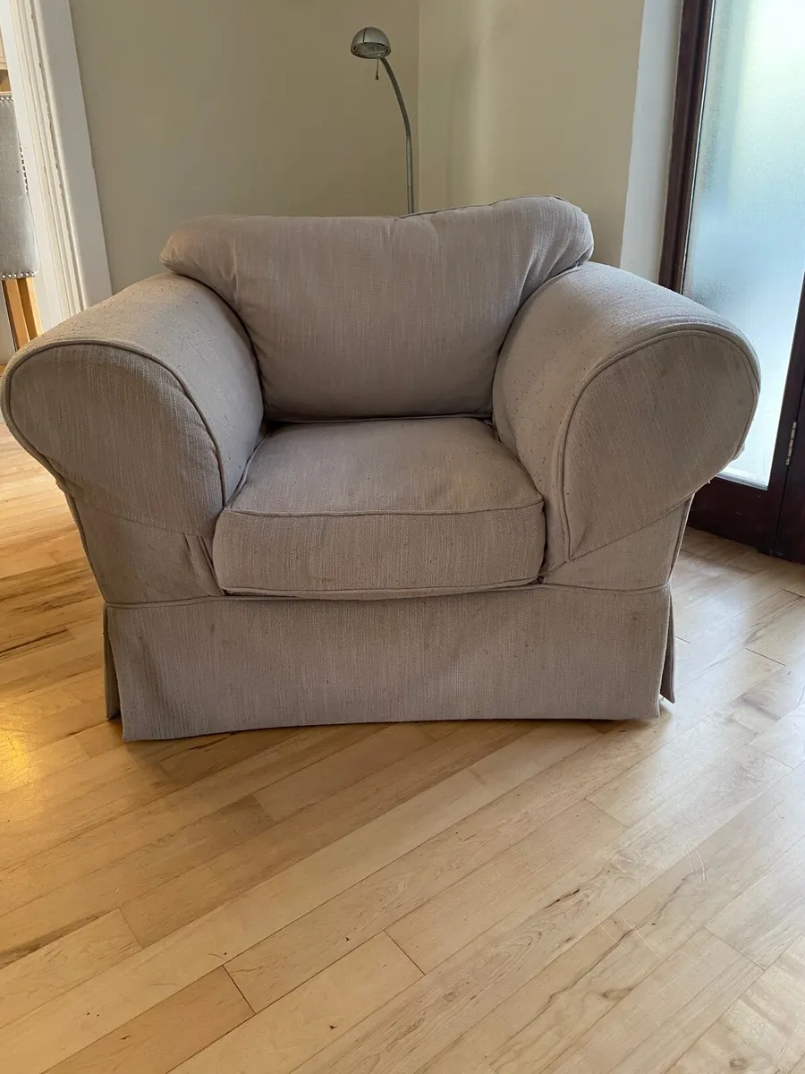 Two 3 seater sofas plus armchair & footstool - Image 4