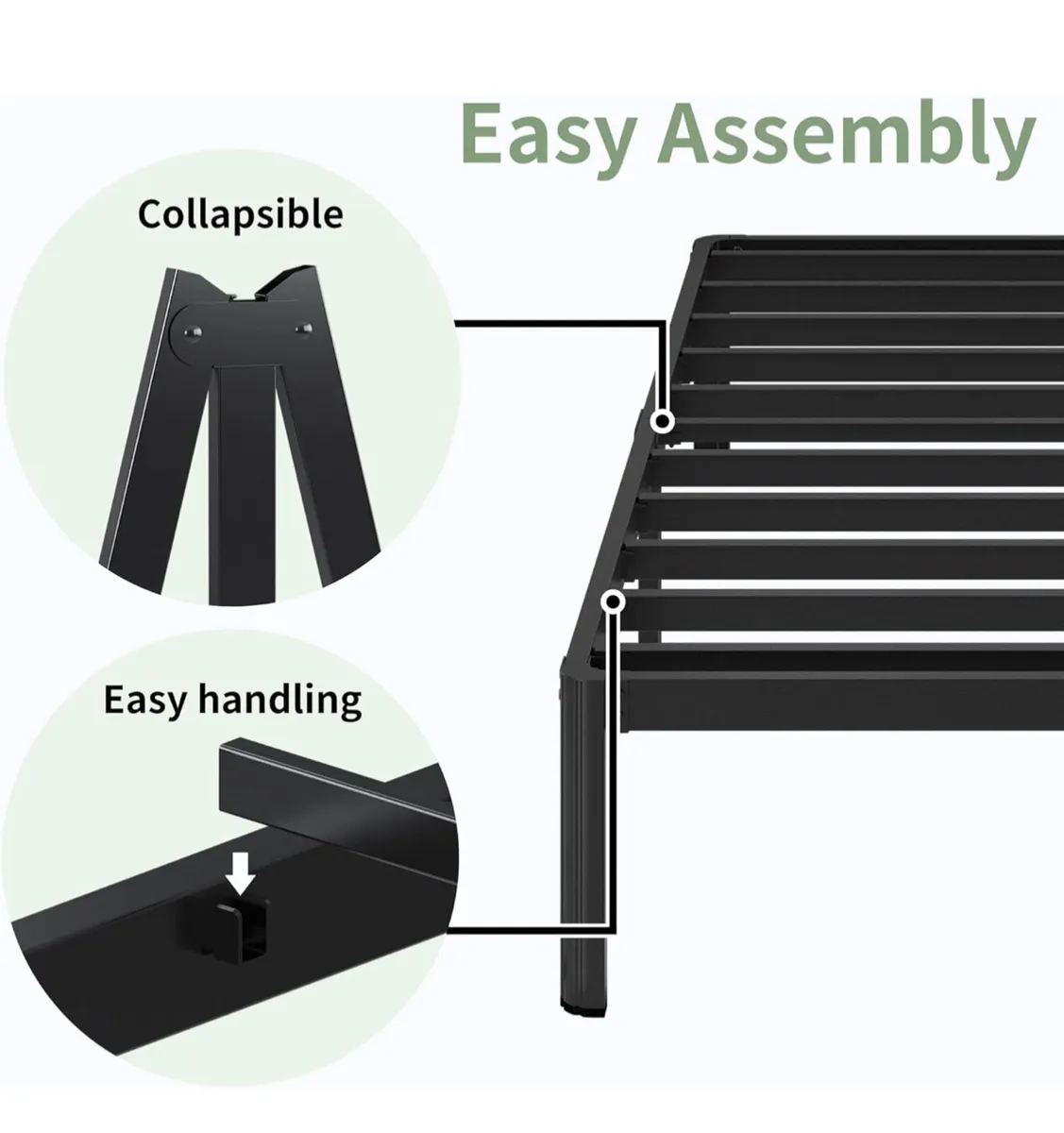 High King Size Bed Frame 5ft With Rounded Corner L - Image 3