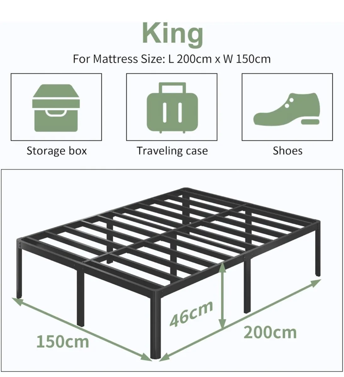 High King Size Bed Frame 5ft With Rounded Corner L - Image 1