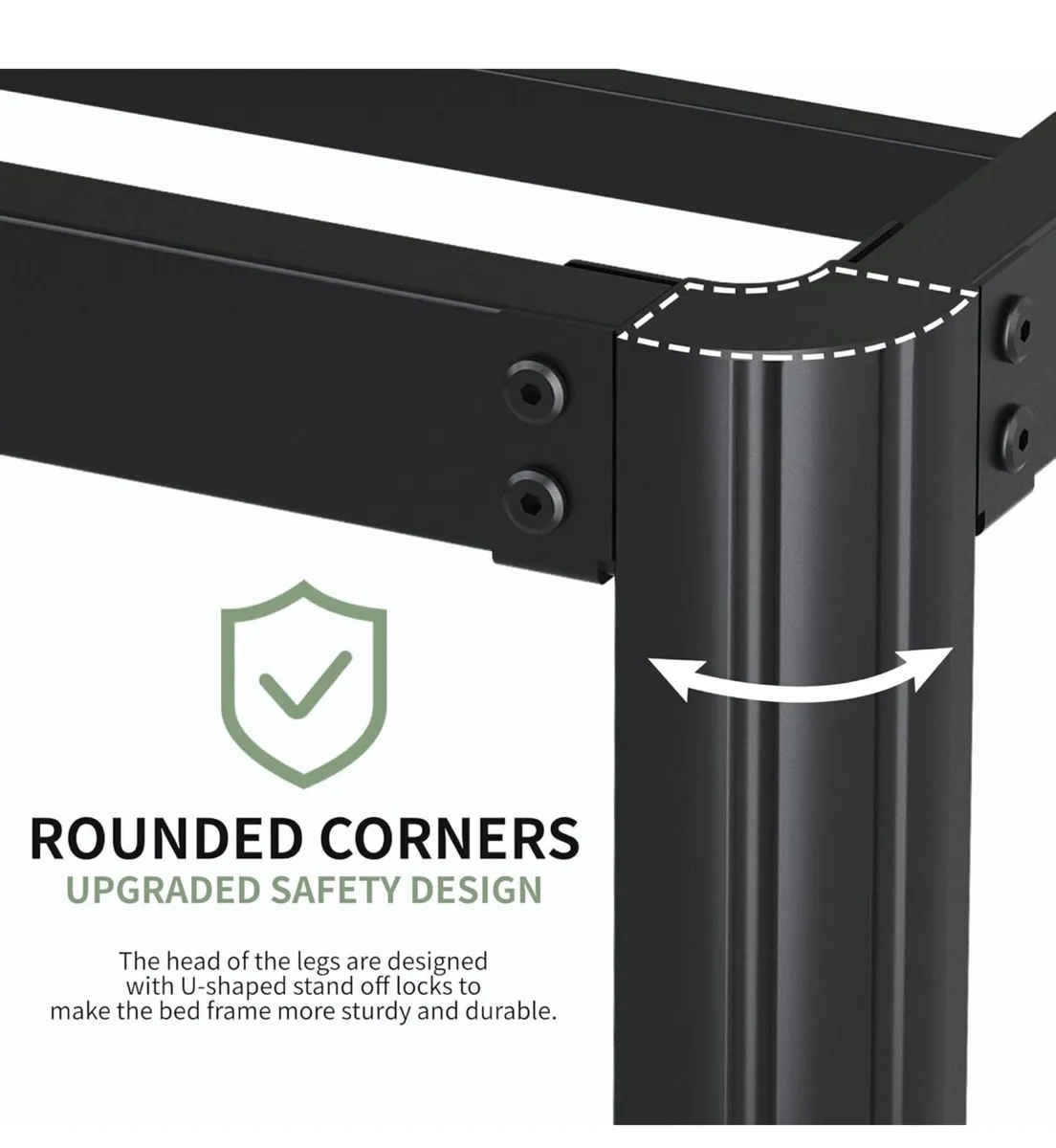 High King Size Bed Frame 5ft With Rounded Corner L - Image 4