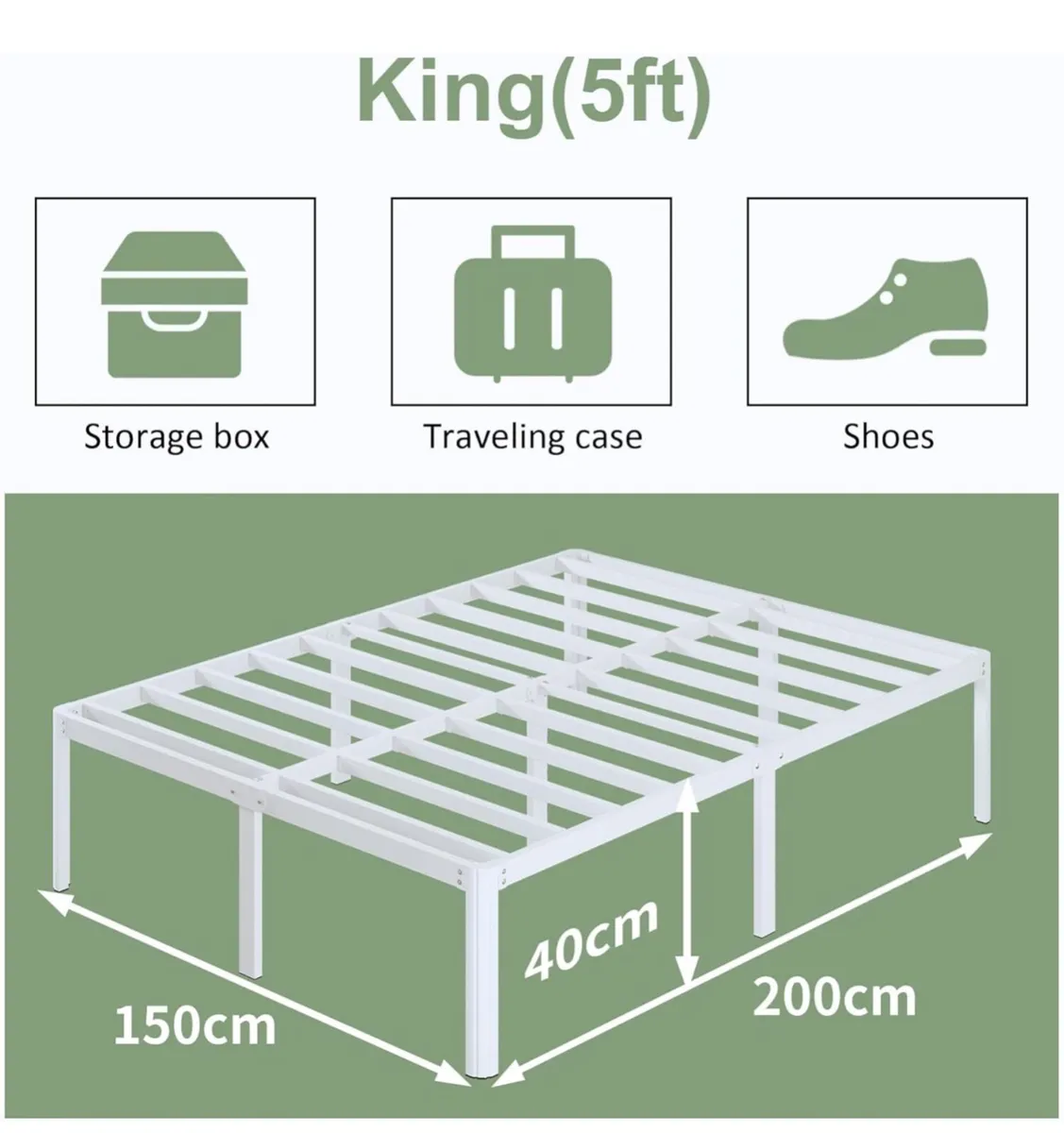King Size Bed Frame with Rounded Corner Legs - Image 1