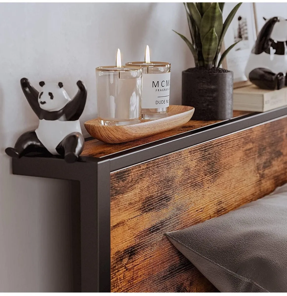 King Size Bed Frame with Storage Wooden Headboard - Image 4