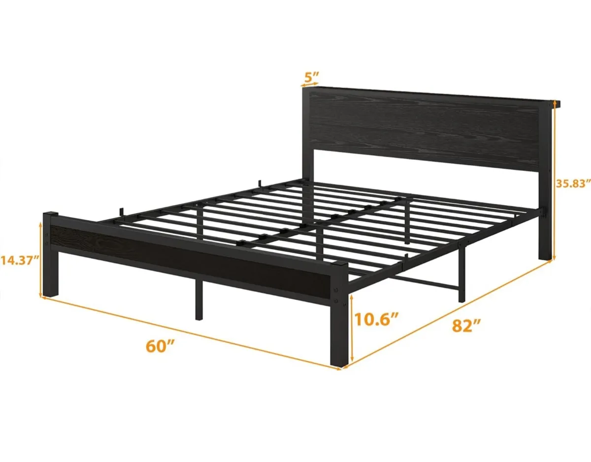 King Size Bed Frame with Wooden Storage Headboard - Image 2