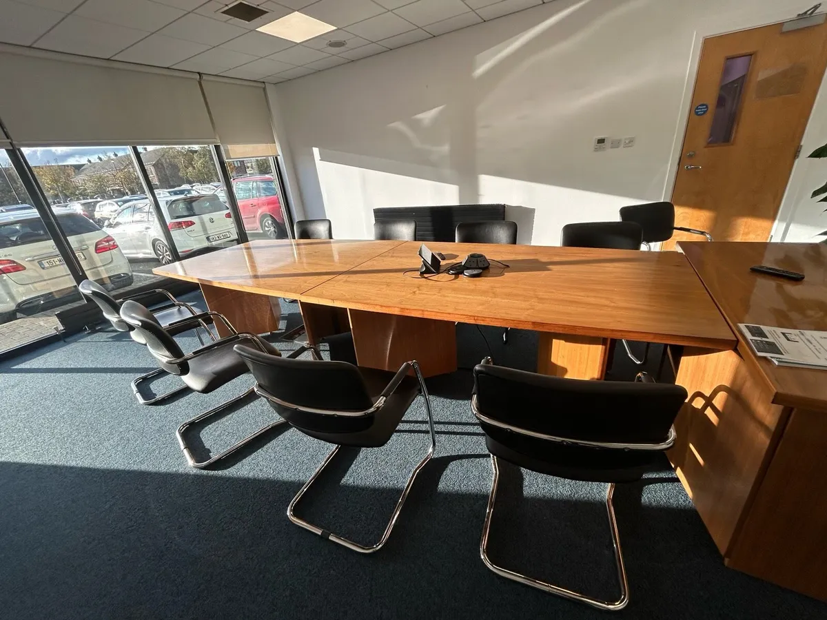 Solid Oak Boardroom Table & Chairs for sale - Image 1