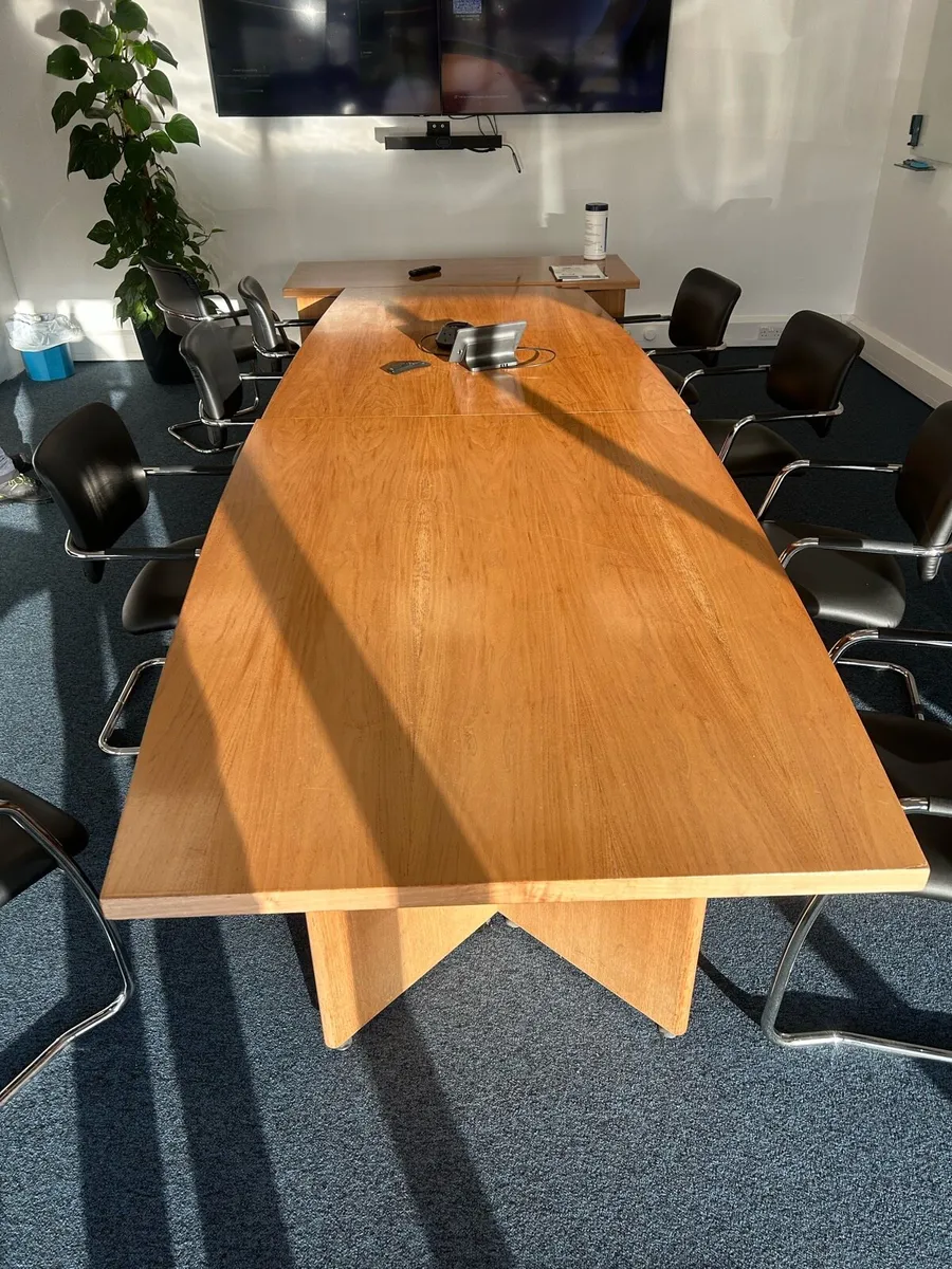 Solid Oak Boardroom Table & Chairs for sale - Image 2