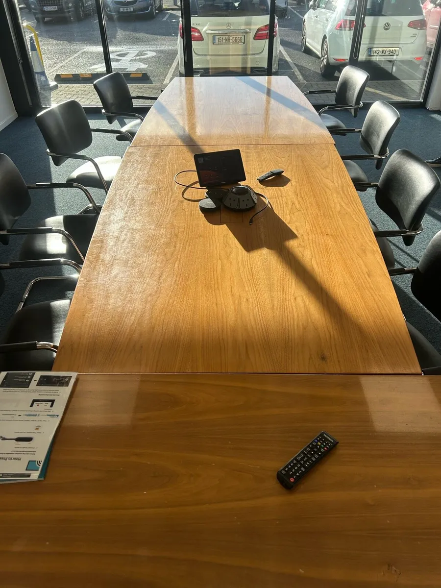 Solid Oak Boardroom Table & Chairs for sale - Image 3