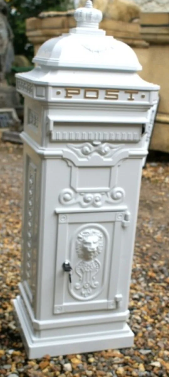 White Cast Iron Post Box - Image 2