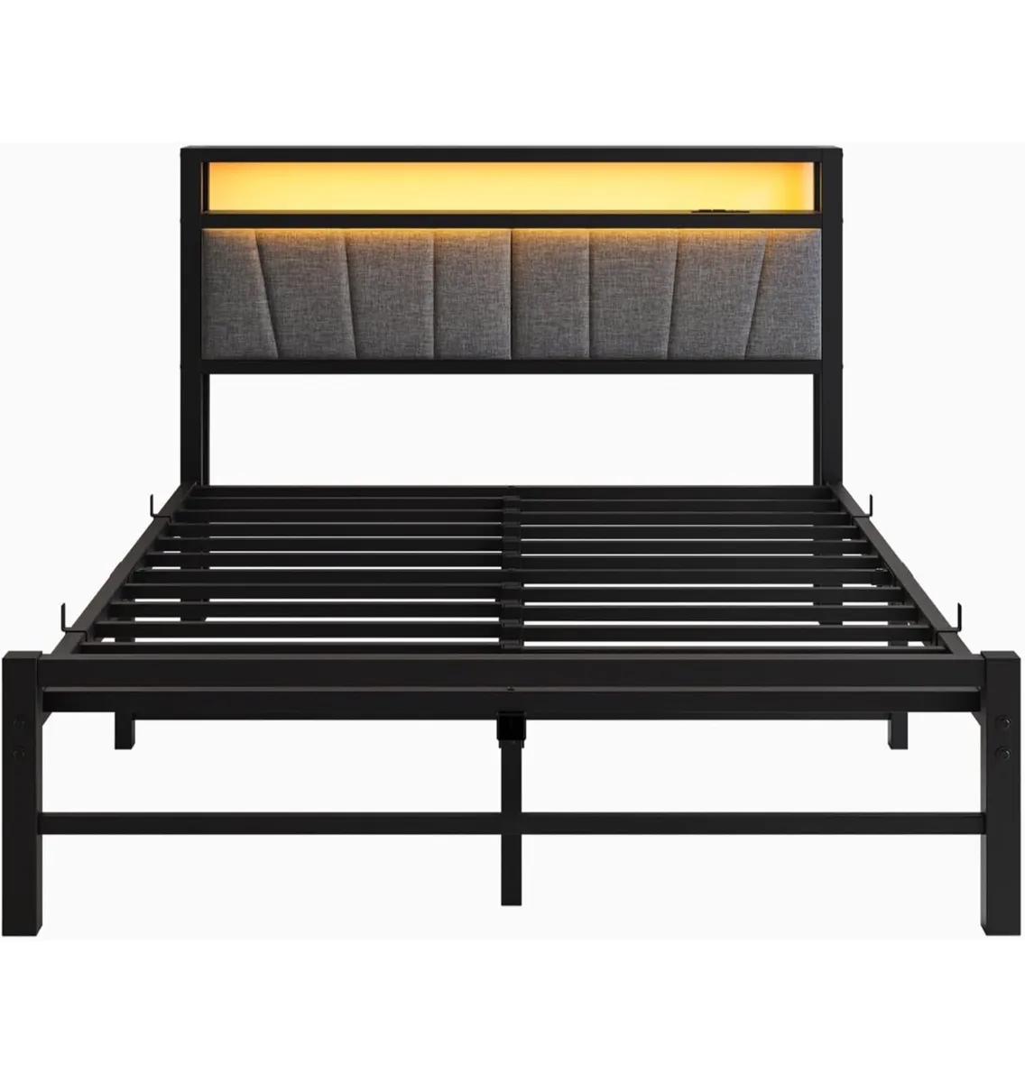 King Size Bed Frame with Storage and LED Lights - Image 2