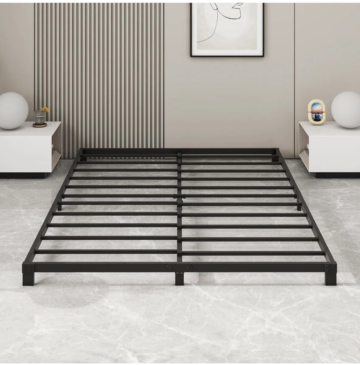12cm Low King Size Bed frame, Metal Bed 150x200 cm - Image 4