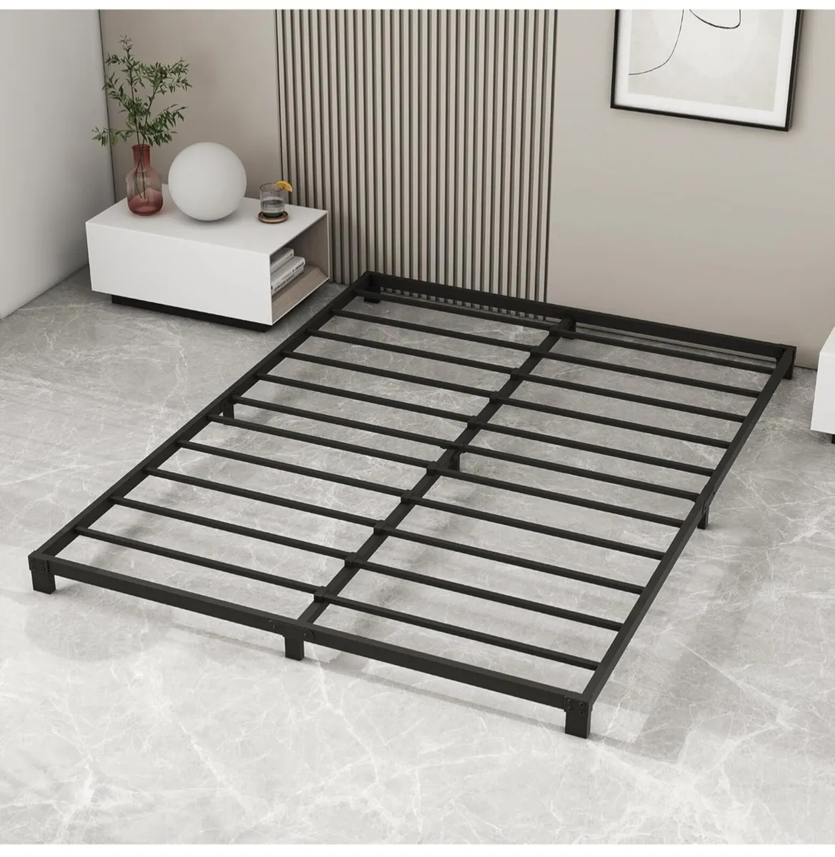 12cm Low King Size Bed frame, Metal Bed 150x200 cm - Image 1