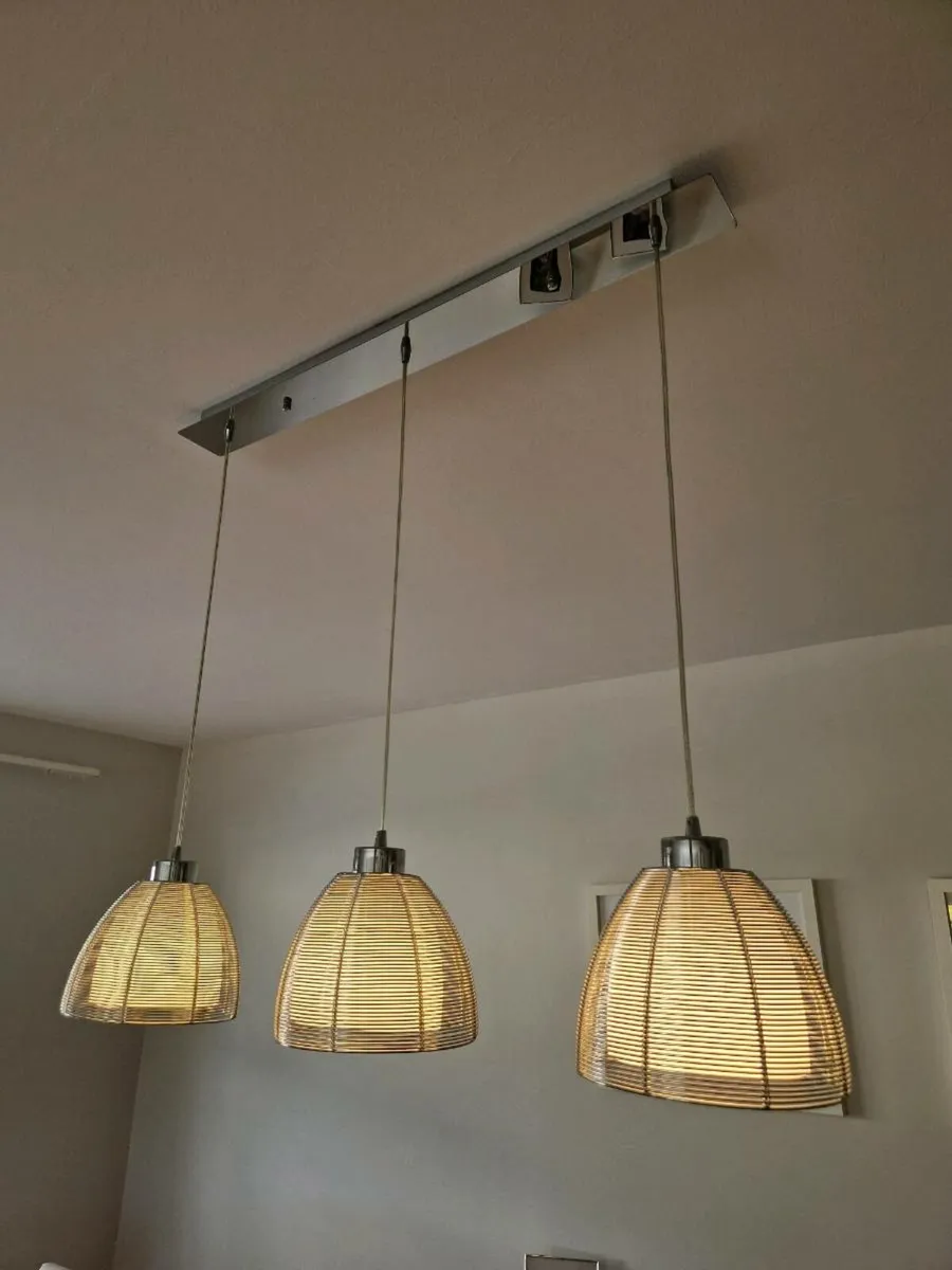 2 x 3 light chrome pendants - Image 2