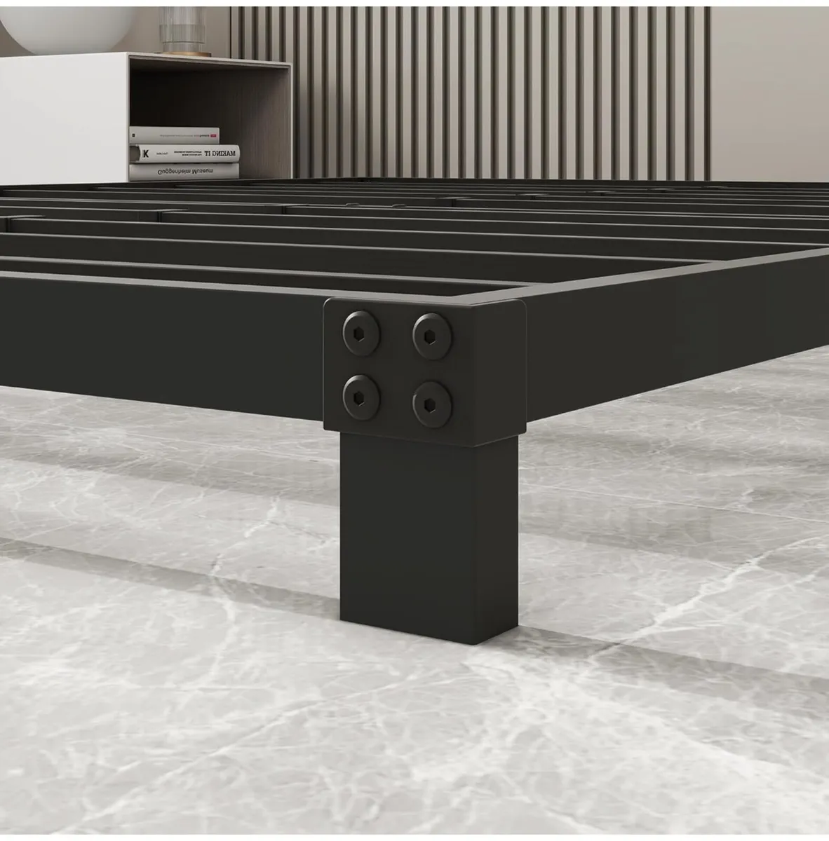 12cm Low King Size Bed frame, Metal Bed 150x200 cm - Image 4