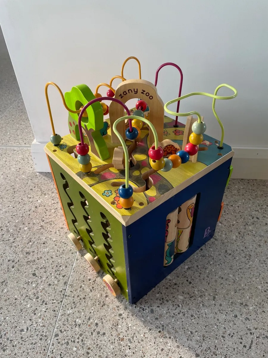 Zany Zoo wooden activity cube
